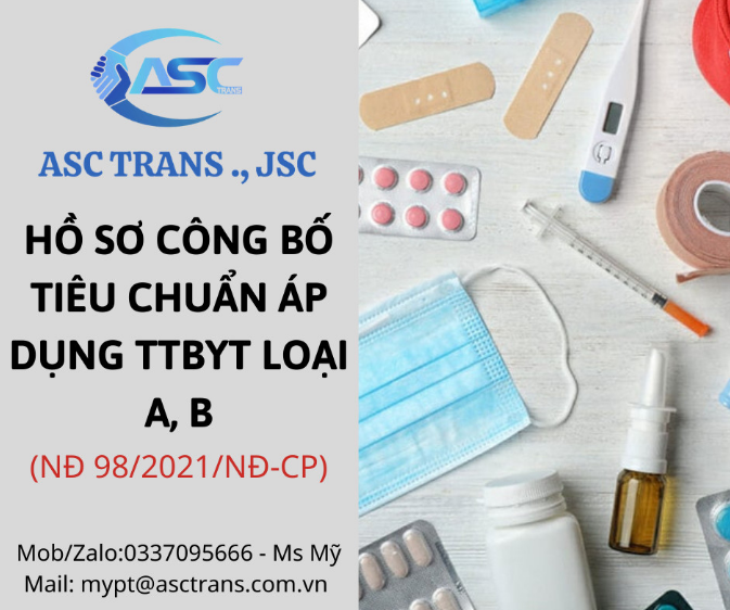 Công bố tiêu chuẩn áp dụng TTBYT loại A - Vận Tải ASC Trans Việt Nam - Công Ty CP ASC Trans Việt Nam